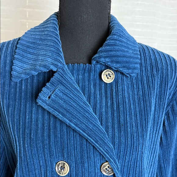 Doncaster Women Blue Corduroy Pea Coat, Size 15 - Picture 5 of 12